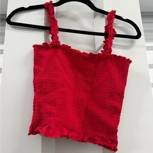 Bozzolo Red Ruffled Crop Top